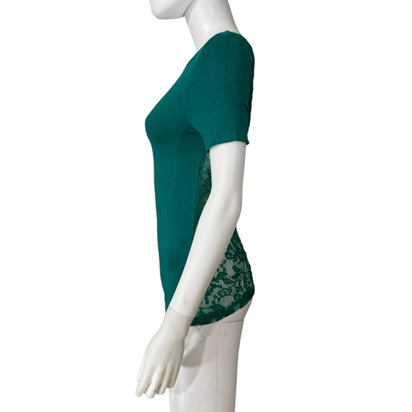 Zara Trafaluc Green Short Sleeve Lace Back Top - Picture 4 of 9